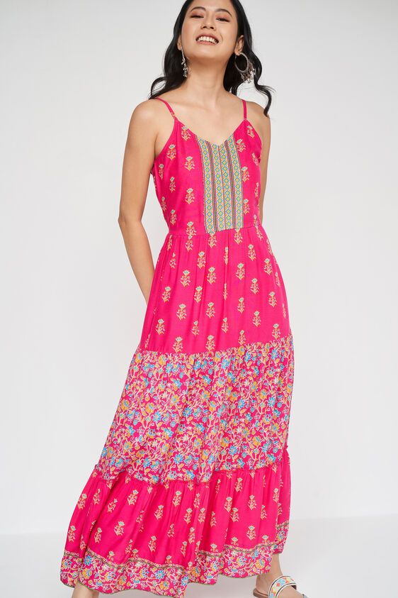Pink Floral Flared Gown, Pink, image 2